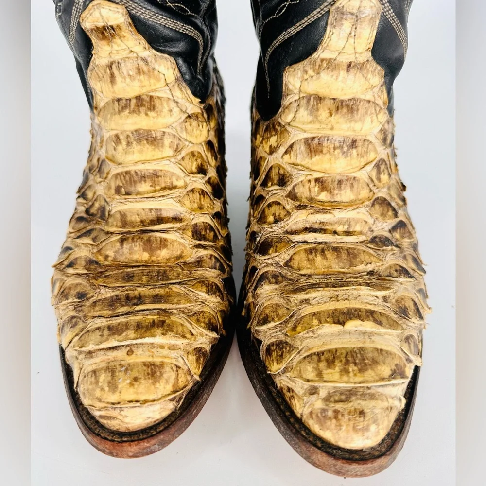Snakeskin Cowboy Leather Boots Women's 7-7.5US Vintage - Picture 3 of 10